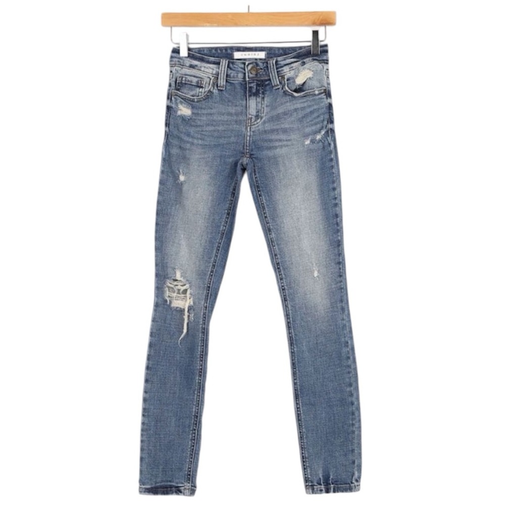 Lulus Jude Medium Wash Distressed Mid-Rise Skinny Ankle Jeans